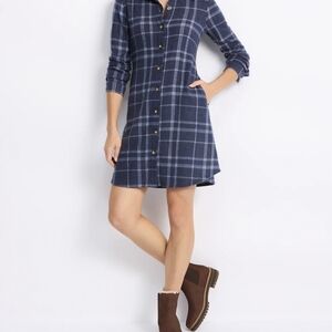 Gilli Blue and White Casual Shirt Dress with Cuffed 3/4 Sleeves